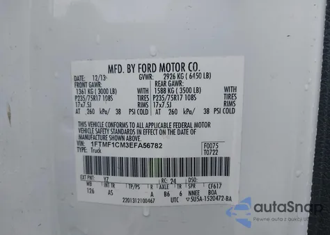 2014 Ford F-150 Xl from USA, damaged, VIN 1FTMF1CM3EFA56782